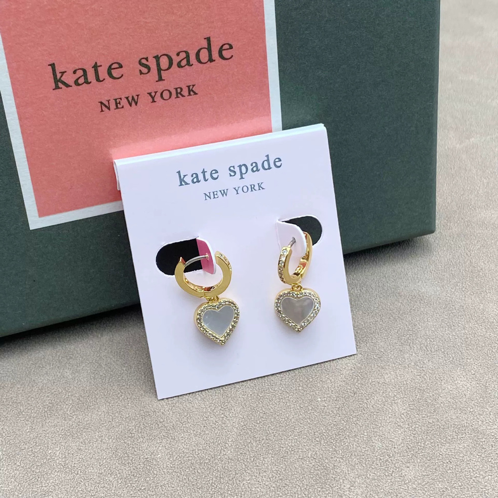 kate spade Zircon Natural Shell Heart Metal Earrings Necklace
